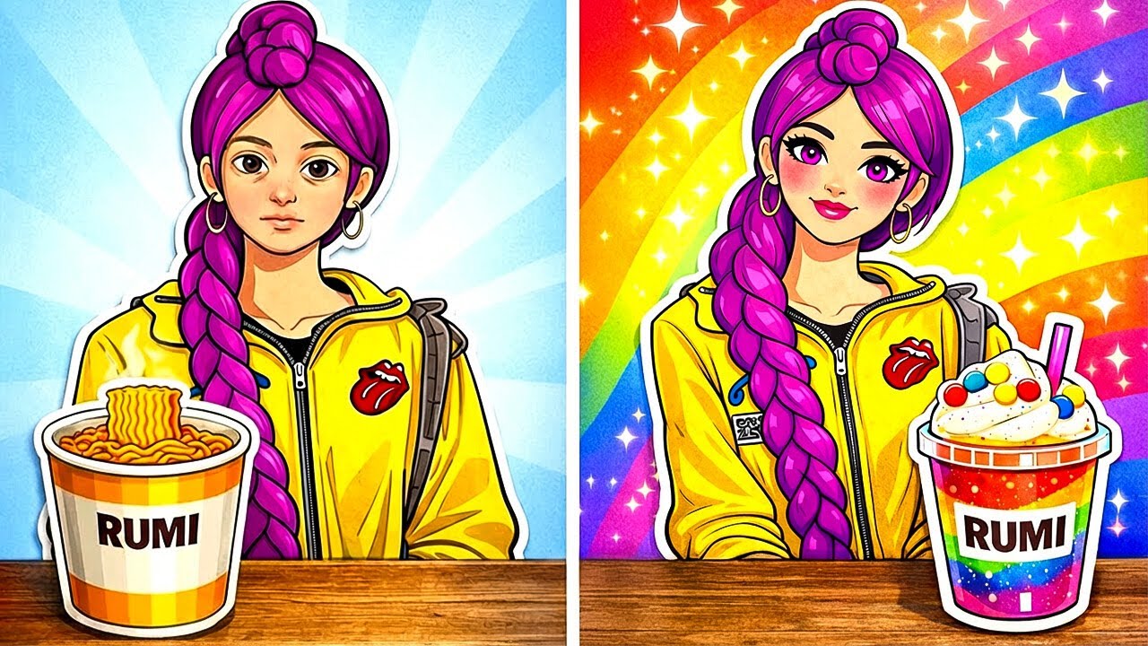 Смотрите преображение Руми! 💄 Эпичный K-Pop DIY макияж + креативные лайфхаки!