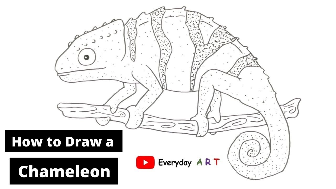 Art 019 - How to Draw a Chameleon - Easy Tutorial and Simple Drawing 2021