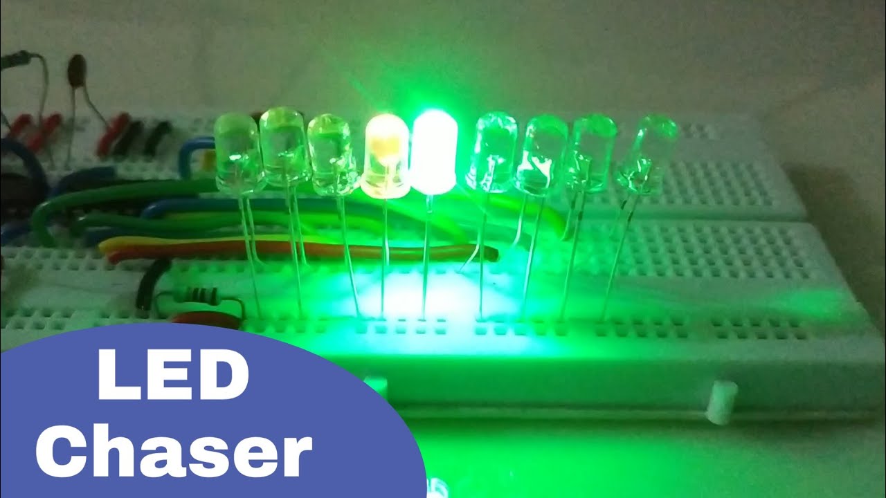 LED Chaser Circuit | LED Chaser on Breadboard using Ic 555 and Ic 4017