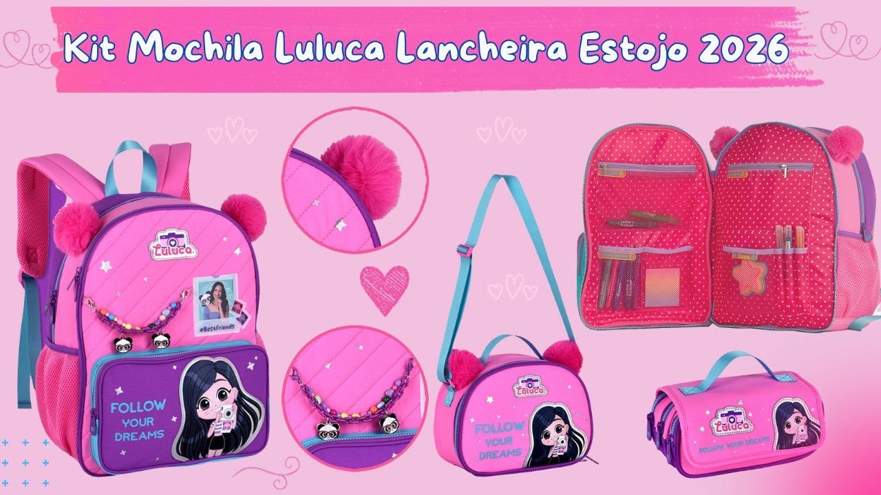 Kit Mochila Rodinha Luluca Pandinha Lancheira Estojo 2026