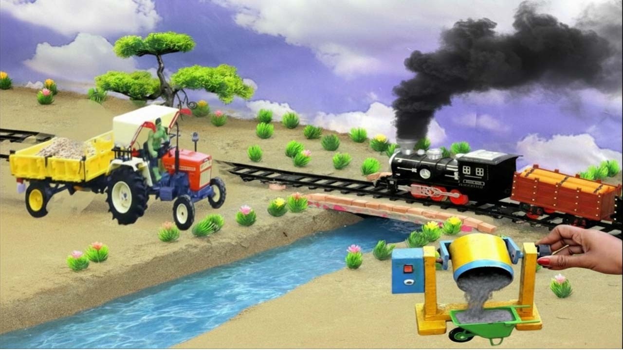New Bridge Has Been Built for Trains !! Mini Tractor