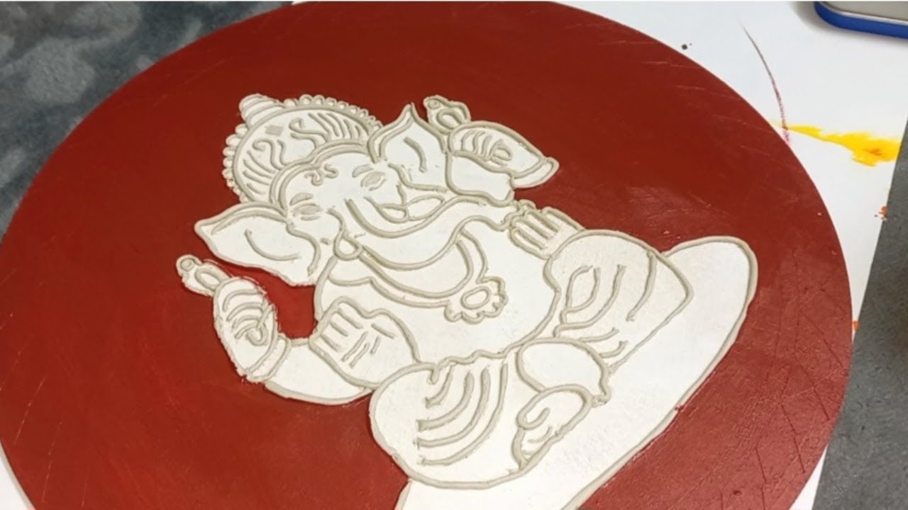 Ganesha Lippan Art | Ganpati Wall Decor | Lippan Art on MDF with Mouldit Clay |  Mirror Work