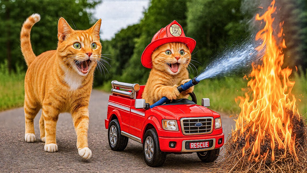 Mama Cat Sell Watermelon Juice Help Kitten&rsquo;s Chase Dream of Becoming a Brave Firefighter 🐾🐱🚒