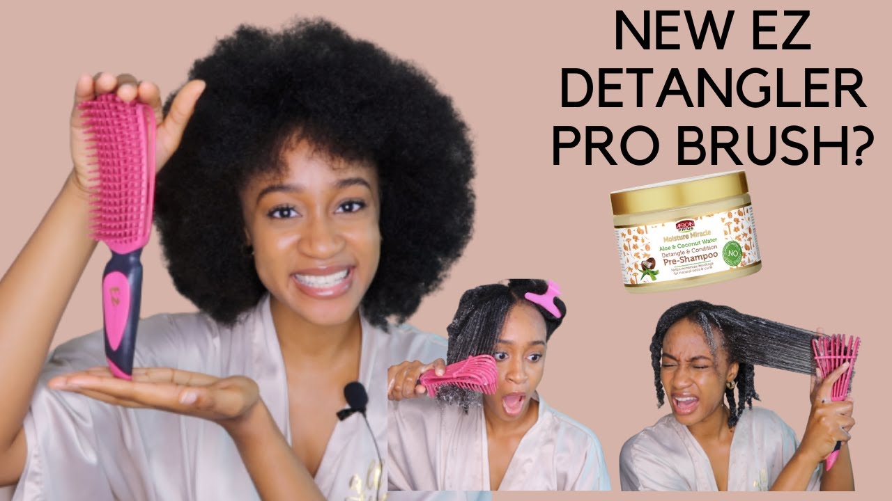 HOW TO DETANGLE DRY 4C HAIR! NO BREAKAGE FT NEW EZ DETANGLER PRO  BRUSH & AFRICAN PRIDE PRE SHAMPOO