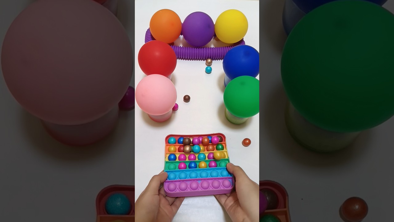 Colorfull Pop it pop tubes fidget marble run & colorfull ballon #shorts #satisfying #popit #ballon