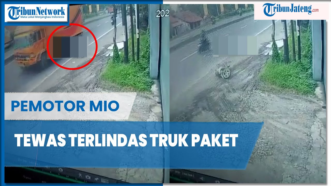 Detik detik Pemotor Mio Tewas Terlindas Truk Paket di Tegal