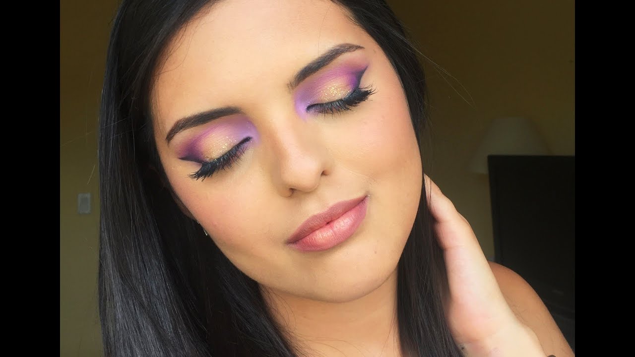 TUTORIAL: MAQUILLAJE COLORIDO MORADO Y DORADO (purple and gold eyes)