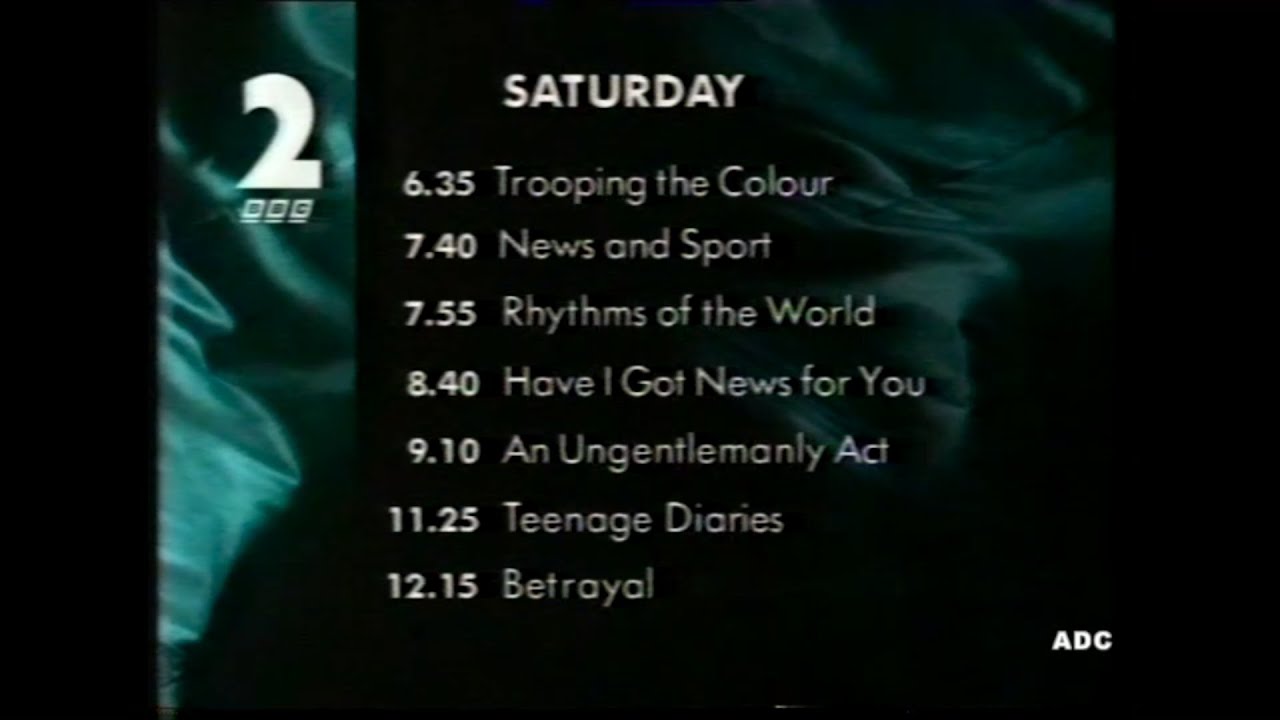 BBC2 closedown announcer Halyna Kozak 12th June 1992