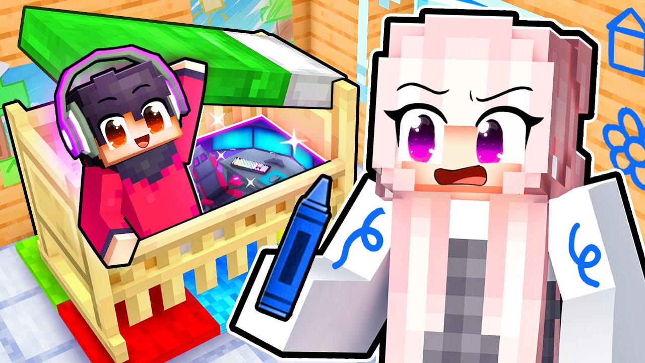 I Built a SECRET GAMING ROOM in a Minecraft DAYCARE!