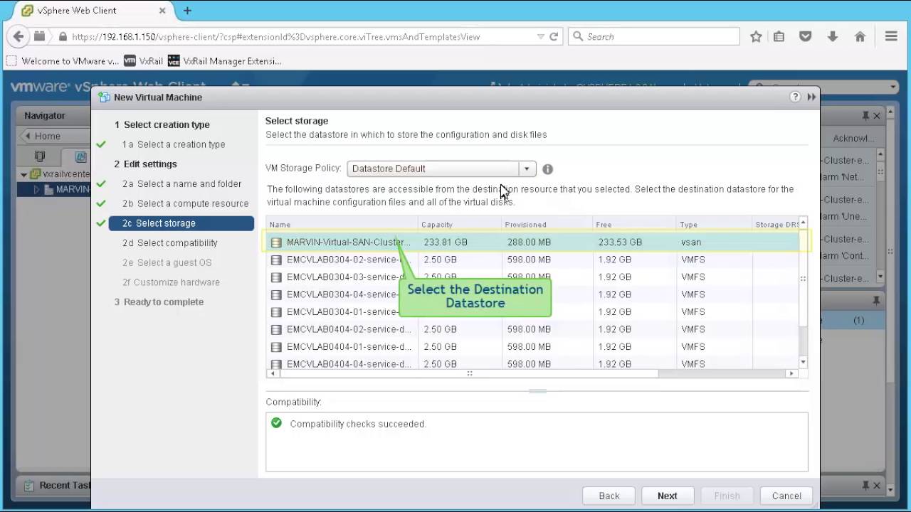 Creating a VM on a VxRail Appliance using the vSphere Web Client