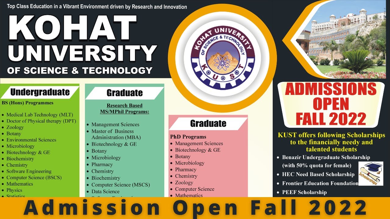 Kohat University Of Science And Technology Latest Admission Open Fall 2022 | How to Apply Online