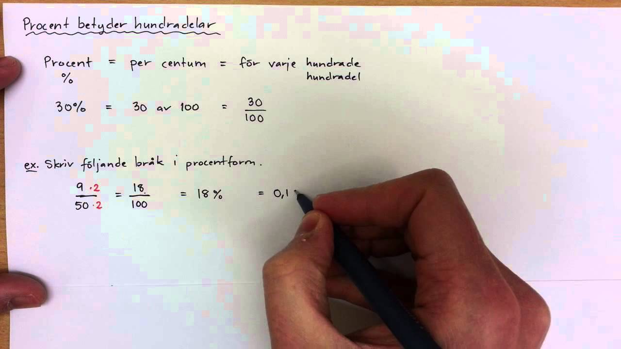8 - Bråk och Procent - Procent betyder hundradelar