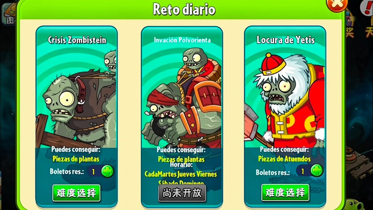 PVZ 2 Chino Reto diario