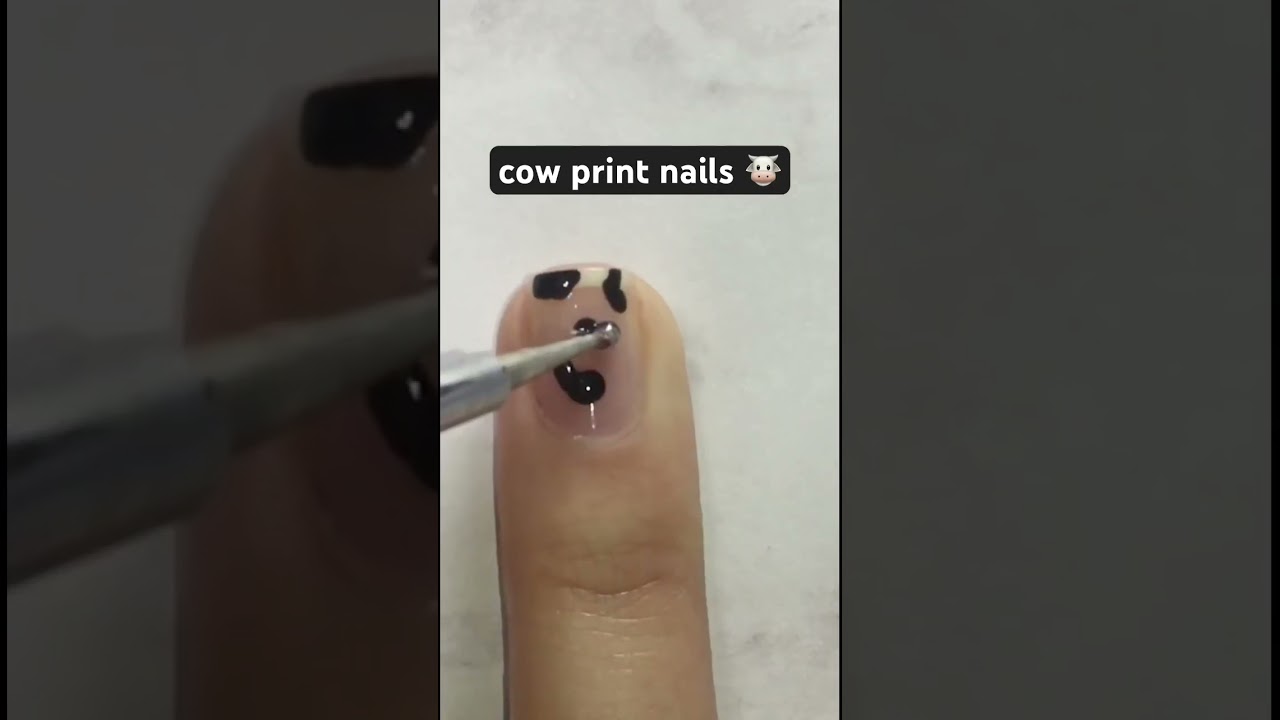diy cow print nails 🐮 #nails #naildesigns #nailart #tutorial #cowprint #cow #simplenail