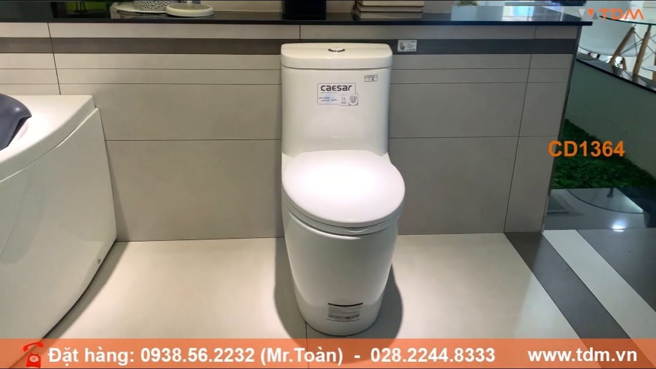 TDM.VN | Review bồn cầu Caesar CD1364 - Bàn cầu 1 khối C1364-PW mẫu đẹp cao cấp chính hãng