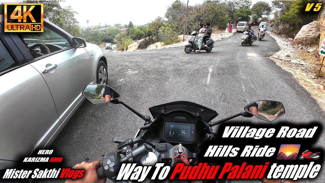 Pudhu Palani Village Road Bike Ride 🏍️ | Hills Riding | 4K Tamil Vlog Village Road + Hills Ride 🌄🏍️