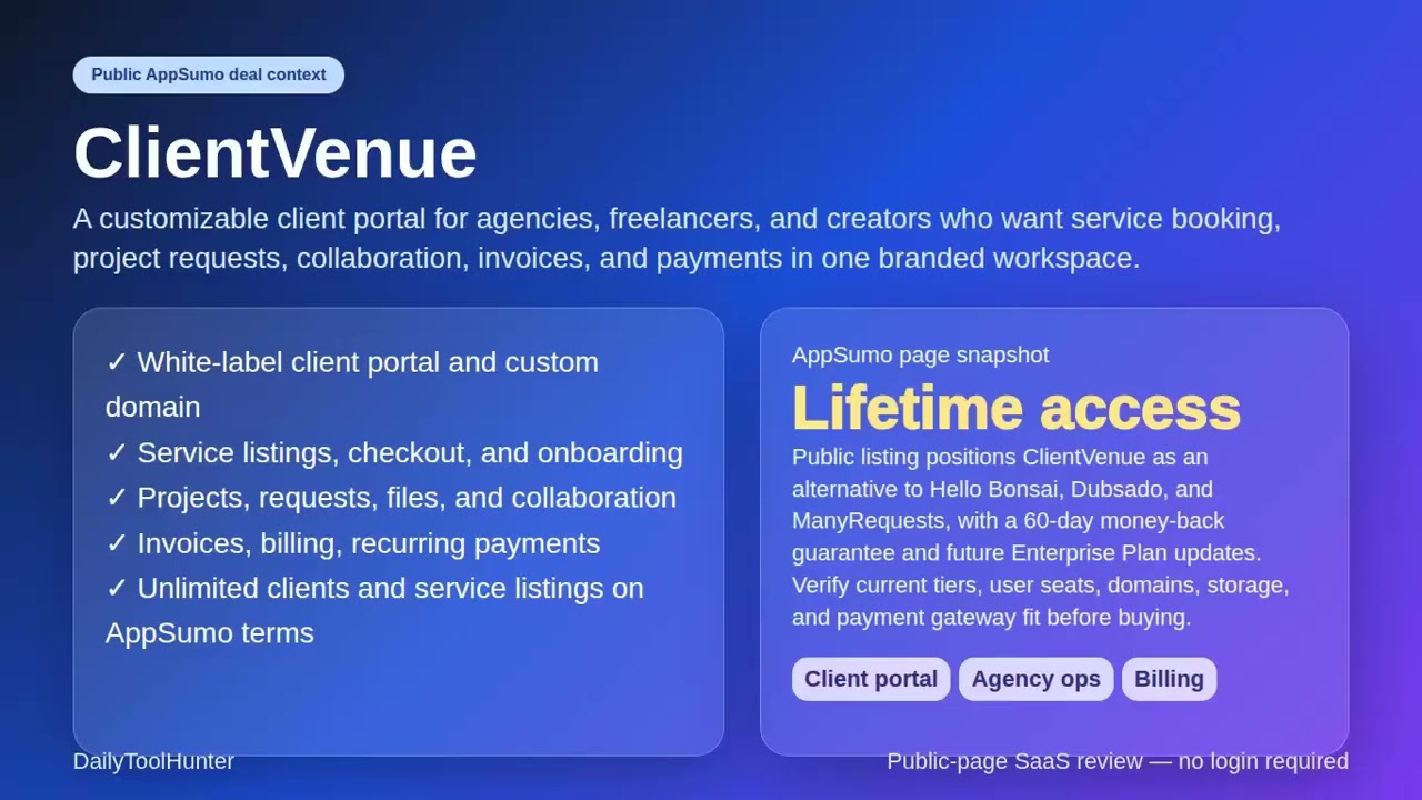 ClientVenue Review: Client Portal and Agency Operations for Freelancers