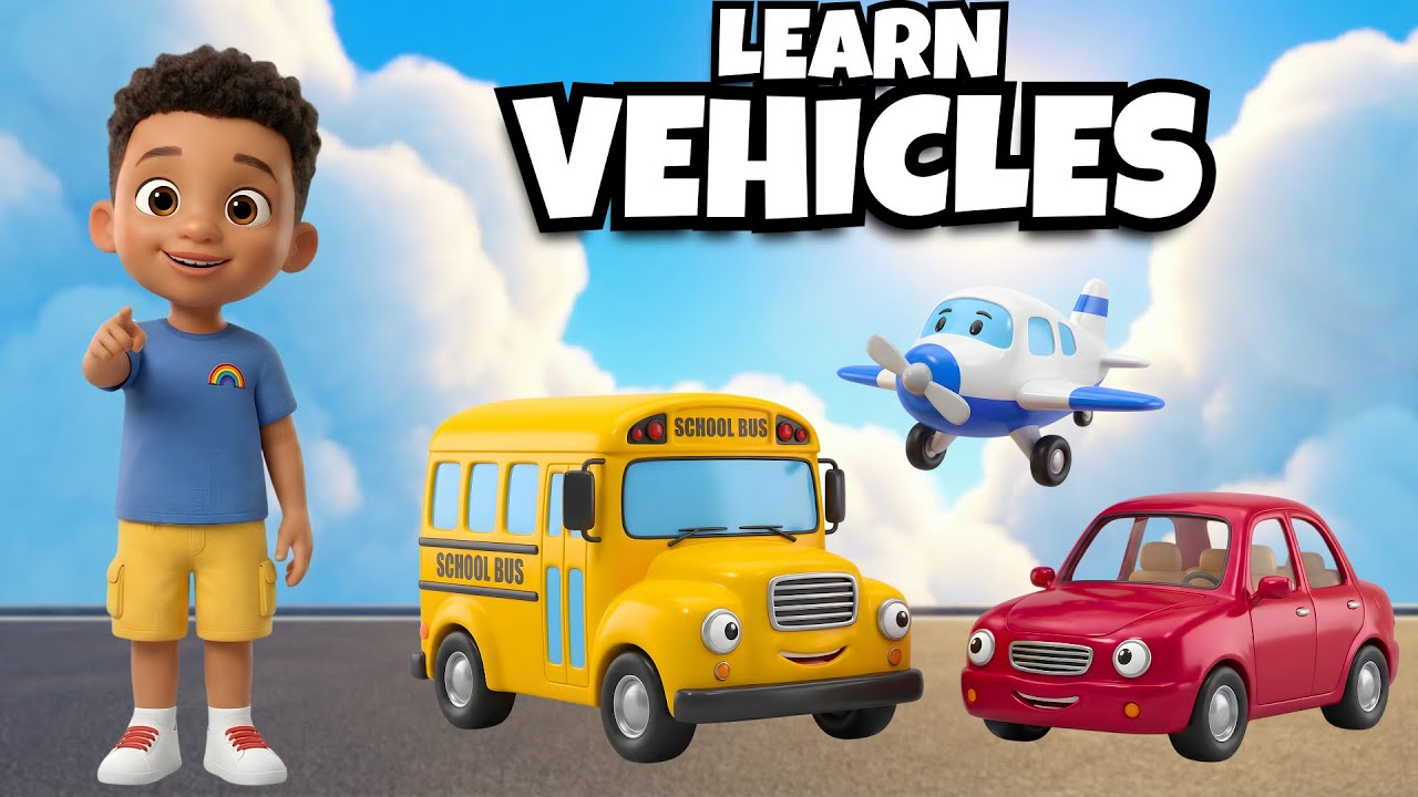 Learn Vehicles for Kids 🚗🚌 Car Bus Train Airplane | Transport Sounds