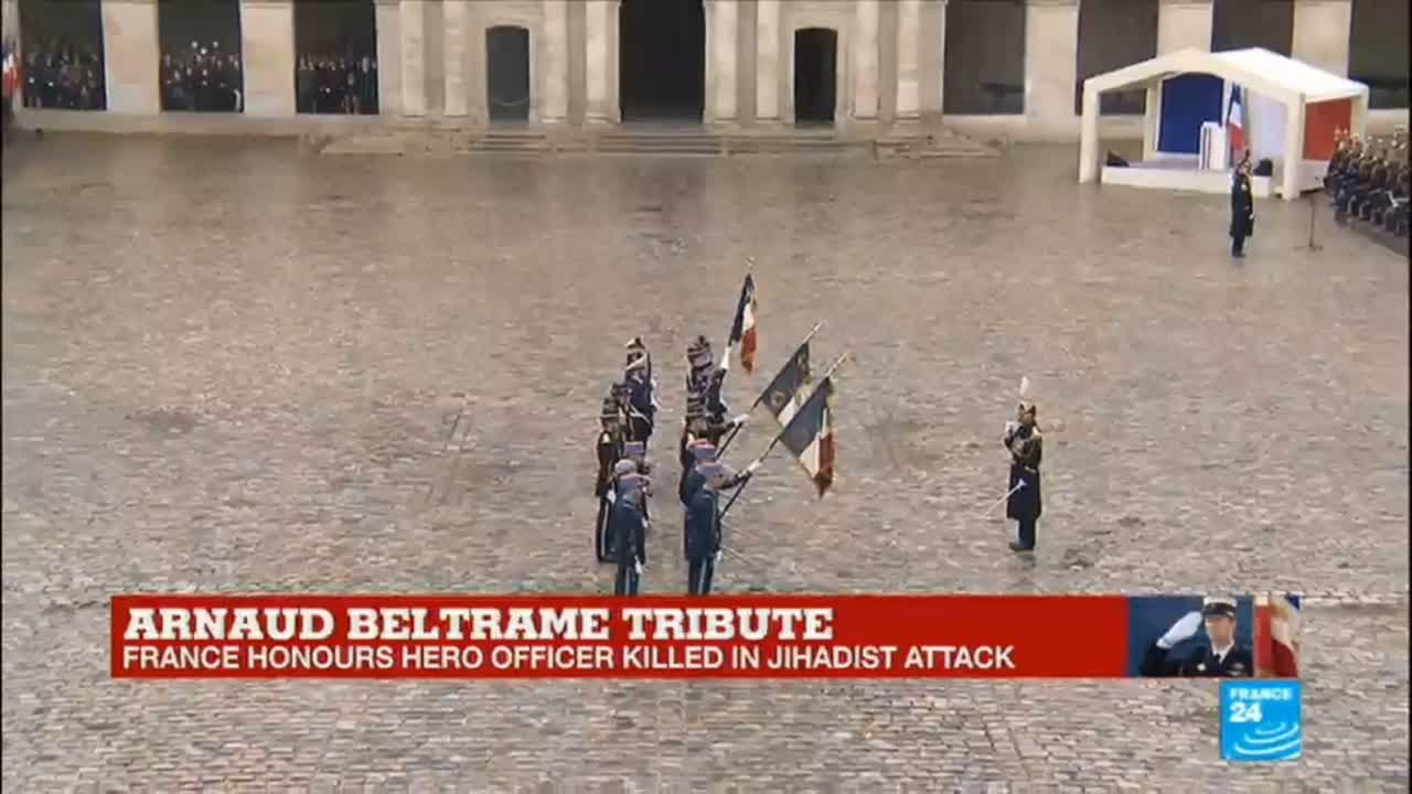 France shooting: Coffin of hero officer Arnaud Beltrame set to arrive to the Invalides