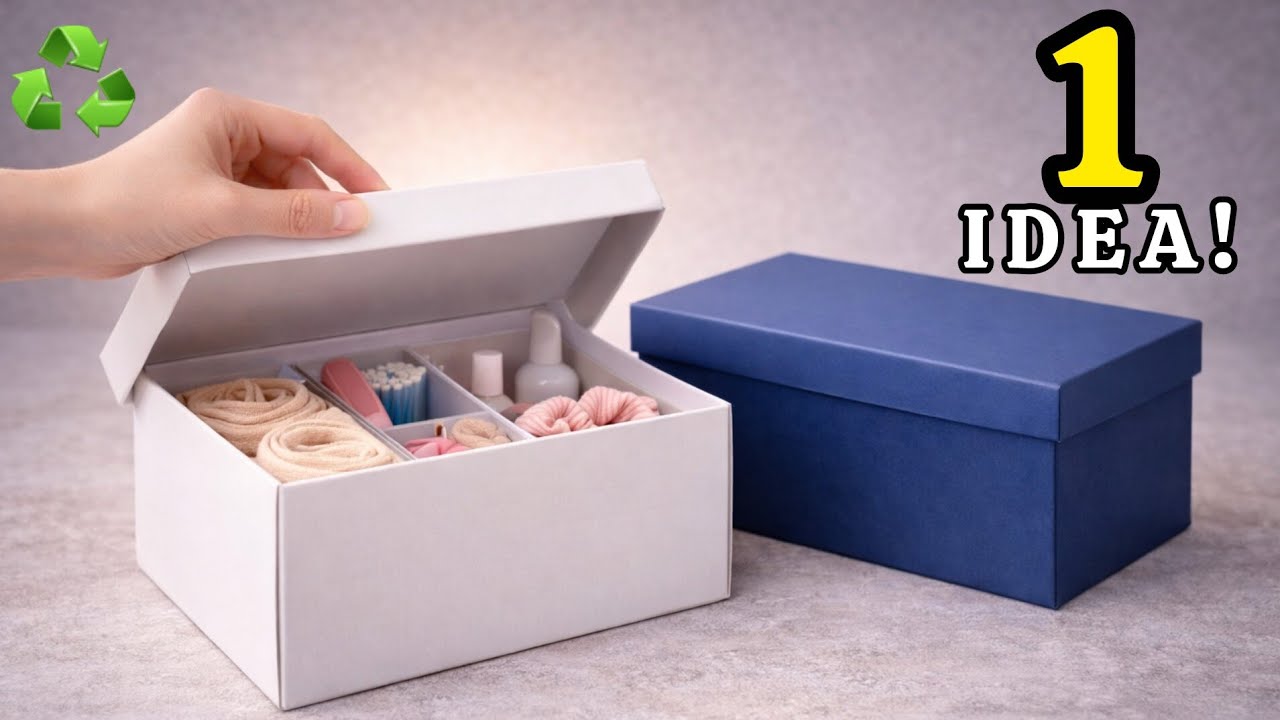 Shoe Box Makeover into a Stylish Organizer | Fabric, Jute & Floral Decor