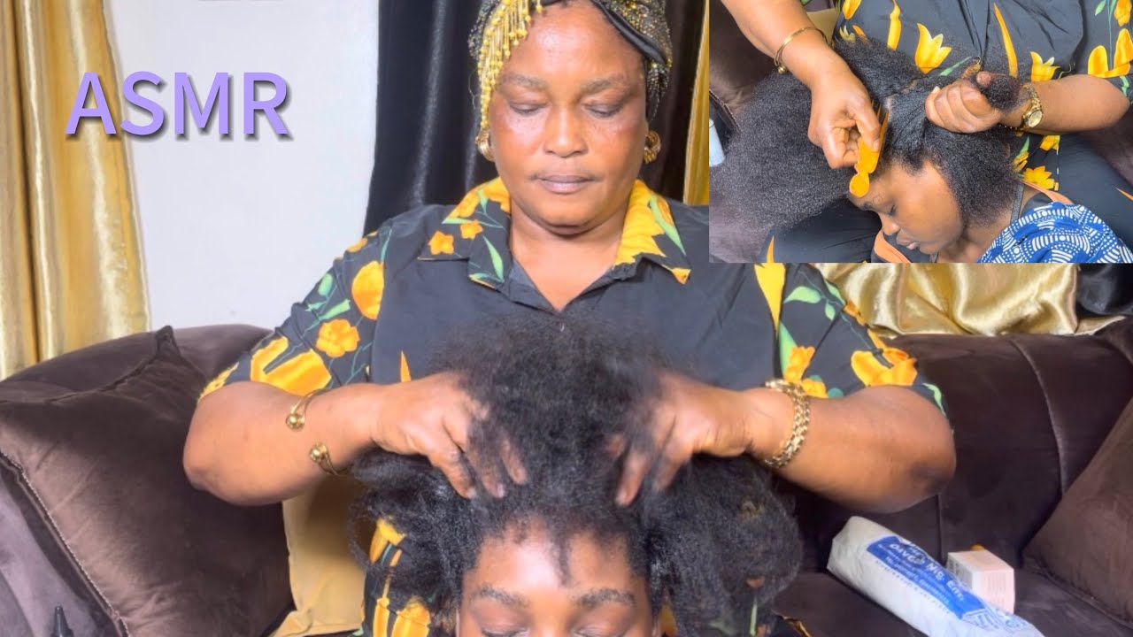 ASMR | Scalp checking, detailed hair parting, scalp scratching, oiling massage for my daughter 