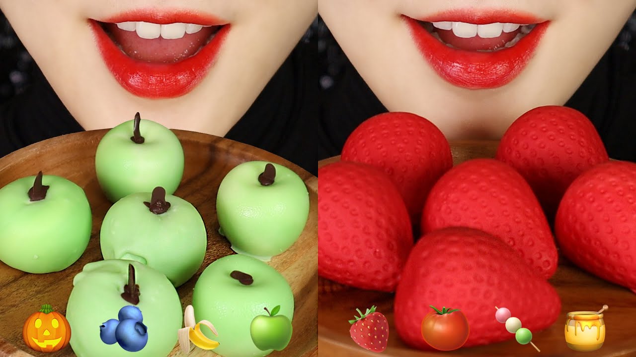 HOMEMADE FRUIT CAKES ASMR CRUNCH CHOCOLATE ASMR FRUITS SHAPED DESSERT ASMR MOCHI ASMR 🍓