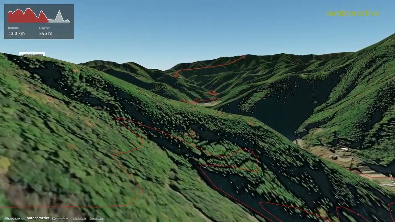 Kohechi Route, Kii Mountains from Kōyasan to Hongu in 3D. Kumano Kodo Pilgrimage Trail, Japan