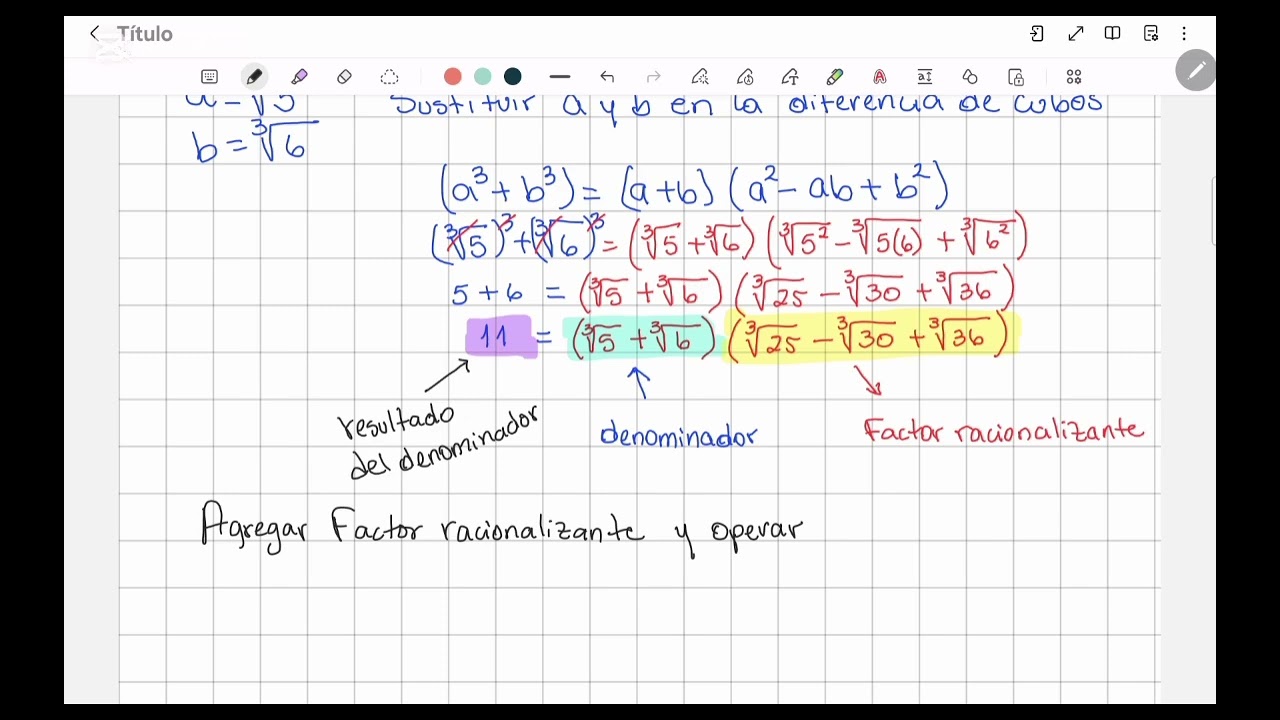 Racionalización utilizando diferencia de cubos