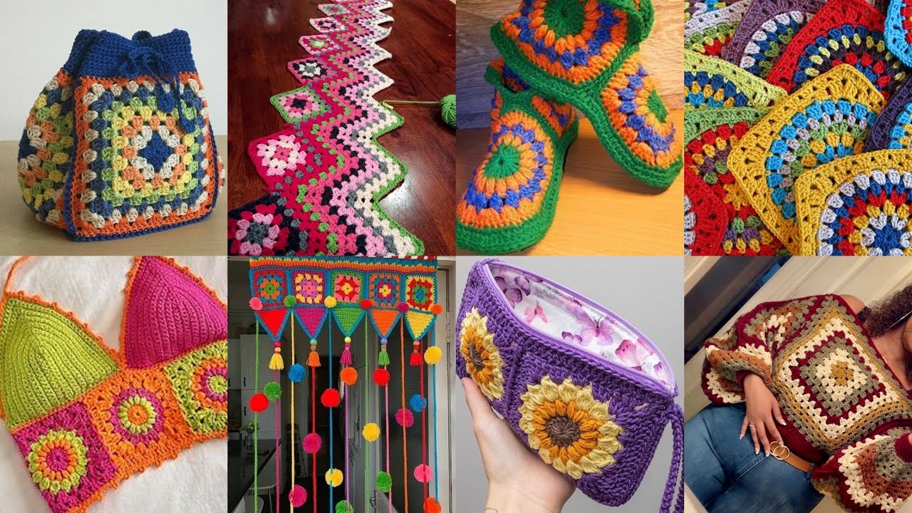 Most Beautiful & Attractive Granny Square Free Crochet handmade items patterns 