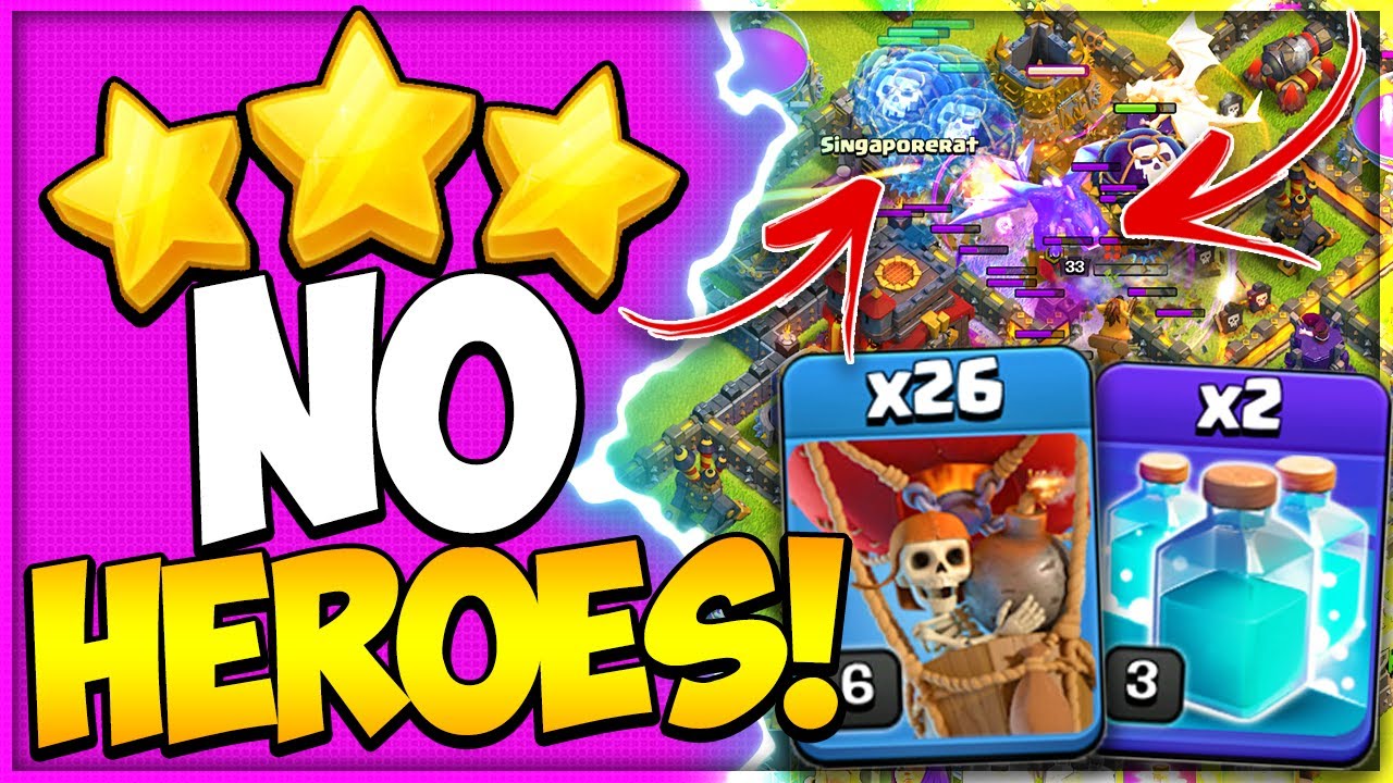 Overpowered No Hero 3* Attack You Will Love! TH10 Electrone LaLoon Attack Strategy in Clash of Clans