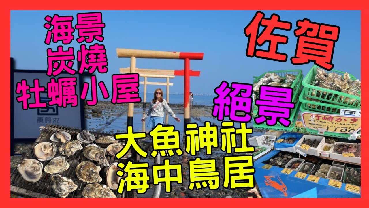 [九州 佐賀 太良町 絕景 美食推介]  大魚神社 海中鳥居| 潮漲 潮退 2個靚景| 有明海 出名海鮮| 海邊靚景 牡蠣小屋| 炭火燒 蠔 海鮮| 2月頭 部分 櫻花 已開| 九州自駕遊|