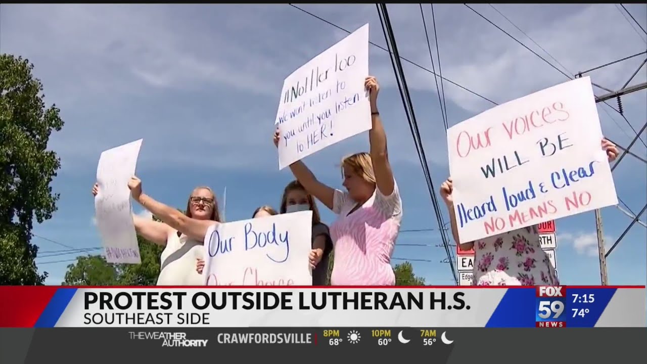 Students protest outside Lutheran High School in support of student whose family filed Title IX laws