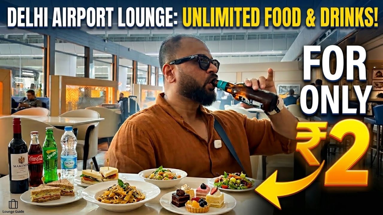 Delhi Airport Lounge in Just ₹2! 😲 (Unlimited Food & Drinks Hack) | Delhi airport lounge access