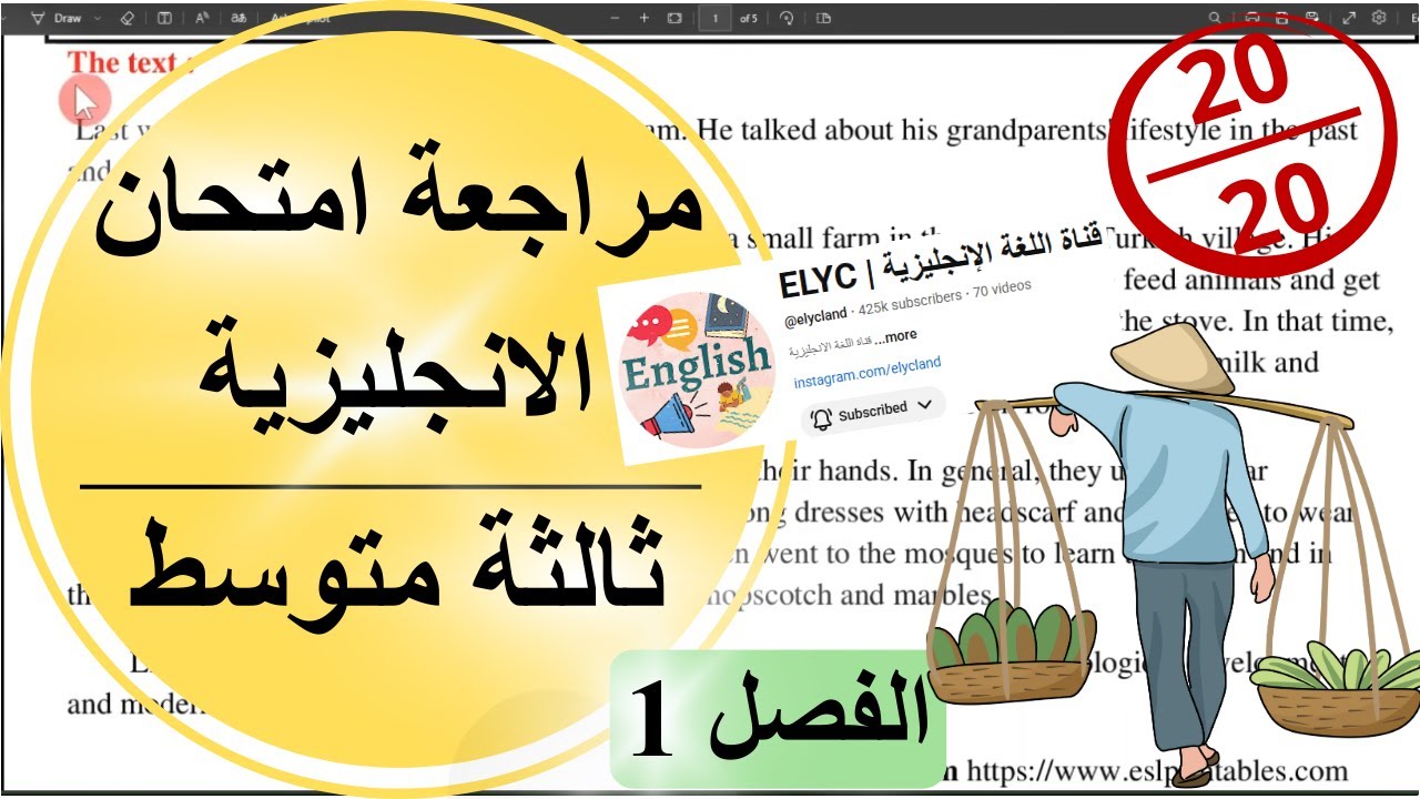 مراجعة لامتحان الانجليزية للسنة الثالثة متوسط (الفصل الاول)