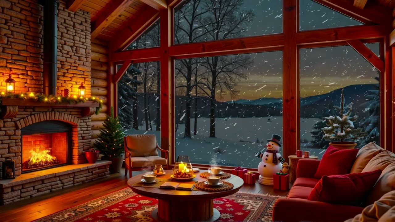 Snowy Night Vibes with Relaxing Jazz Music 🔥❄️Smooth Jazz & Warm Fireplace Sounds for Calm, Study