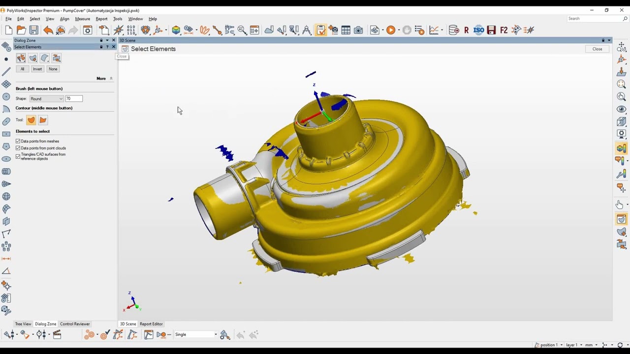 PolyWorks - usuwanie szumu ze skanu 3D