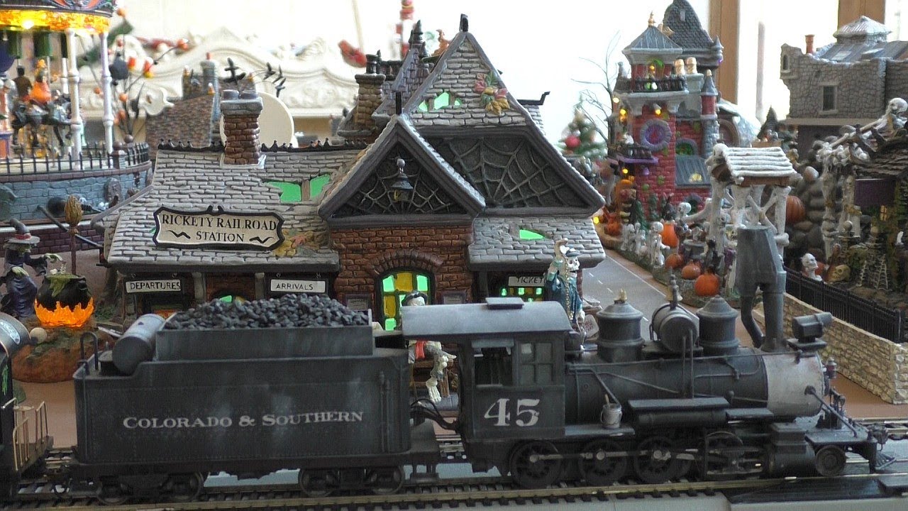 Halloween Village and Train with On-Board Sound