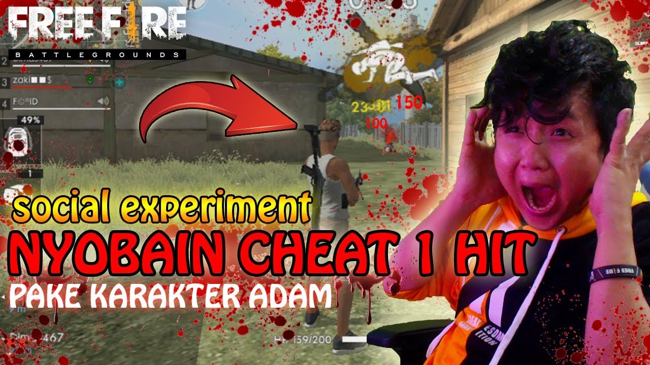 PAKE ADAM NYOBAIN CHEAT 1 HIT ( social experiment ) - GARENA FREE FIRE