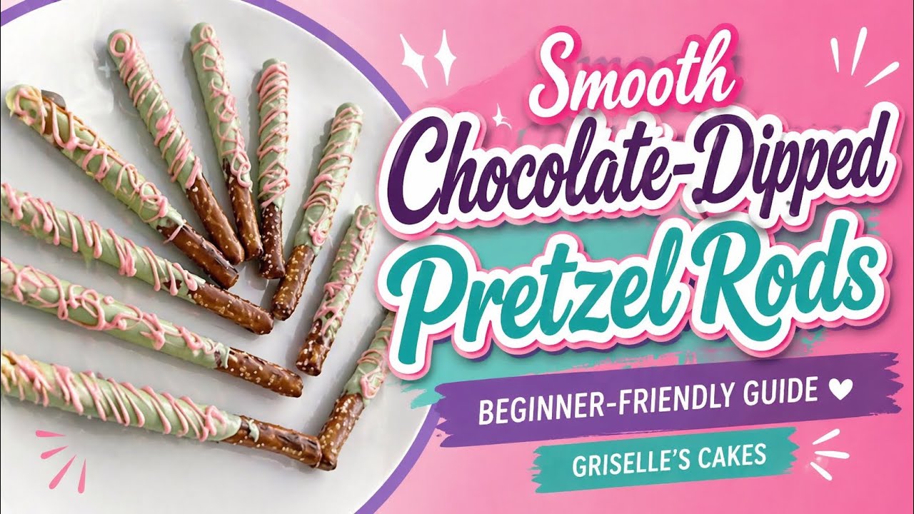 Smooth Chocolate-Dipped Pretzel Rods | Beginner-Friendly | @grisellescakes 