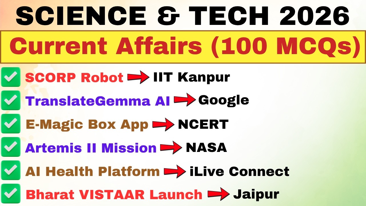 Science & Tech Current Affairs 2026 | 100 Important MCQs