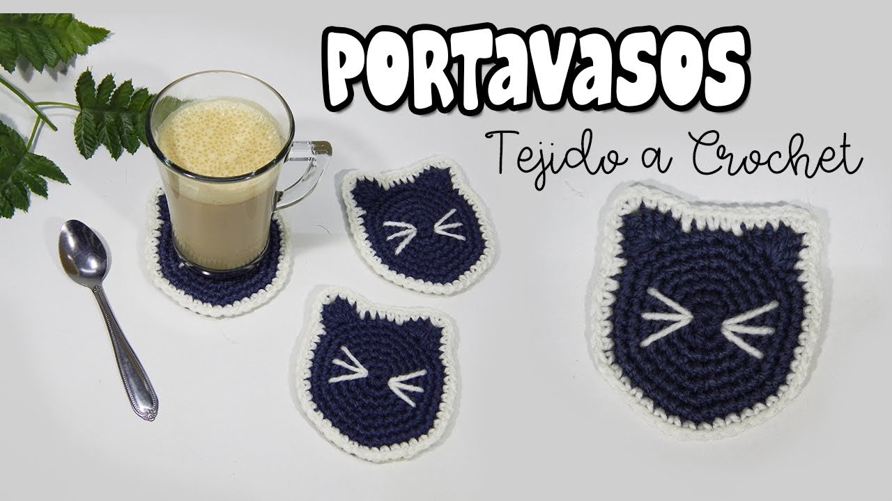 PORTAVASOS de Gato Tejido a crochet - DIY Manualidades
