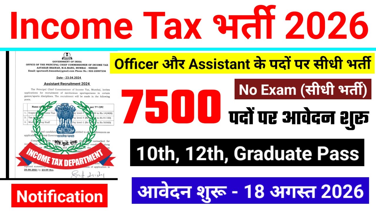 Income Tax Recruitment 2026, New Vacancy 2026, Income Tax Vacancy 2026