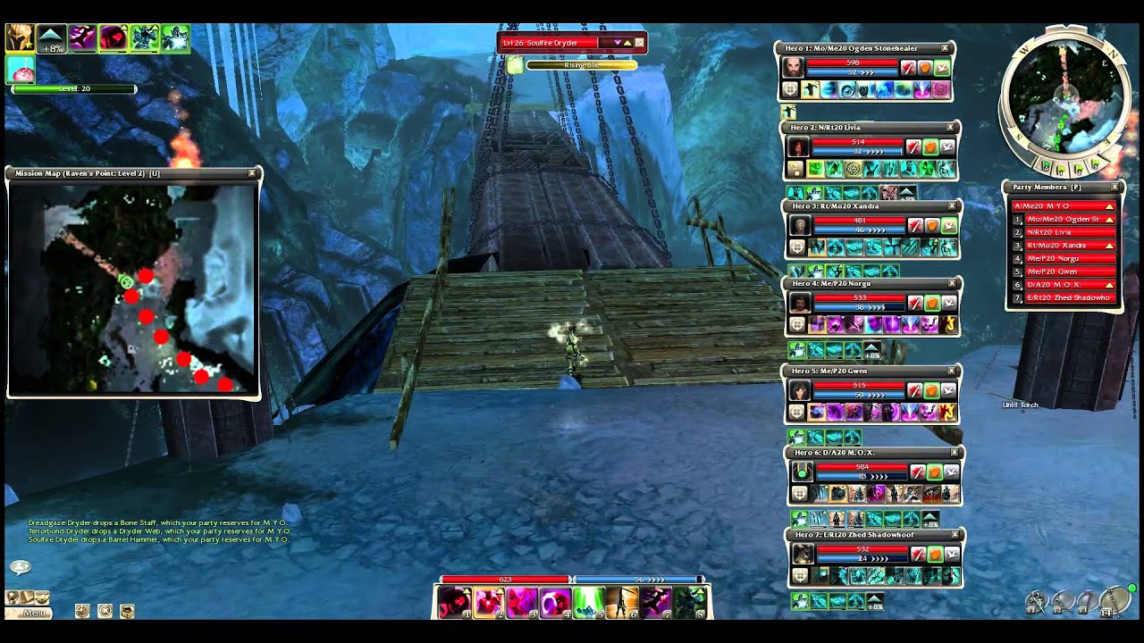 GW: Raven's Point HM with heros, no hero glitching on lvl 2, just ball and spike
