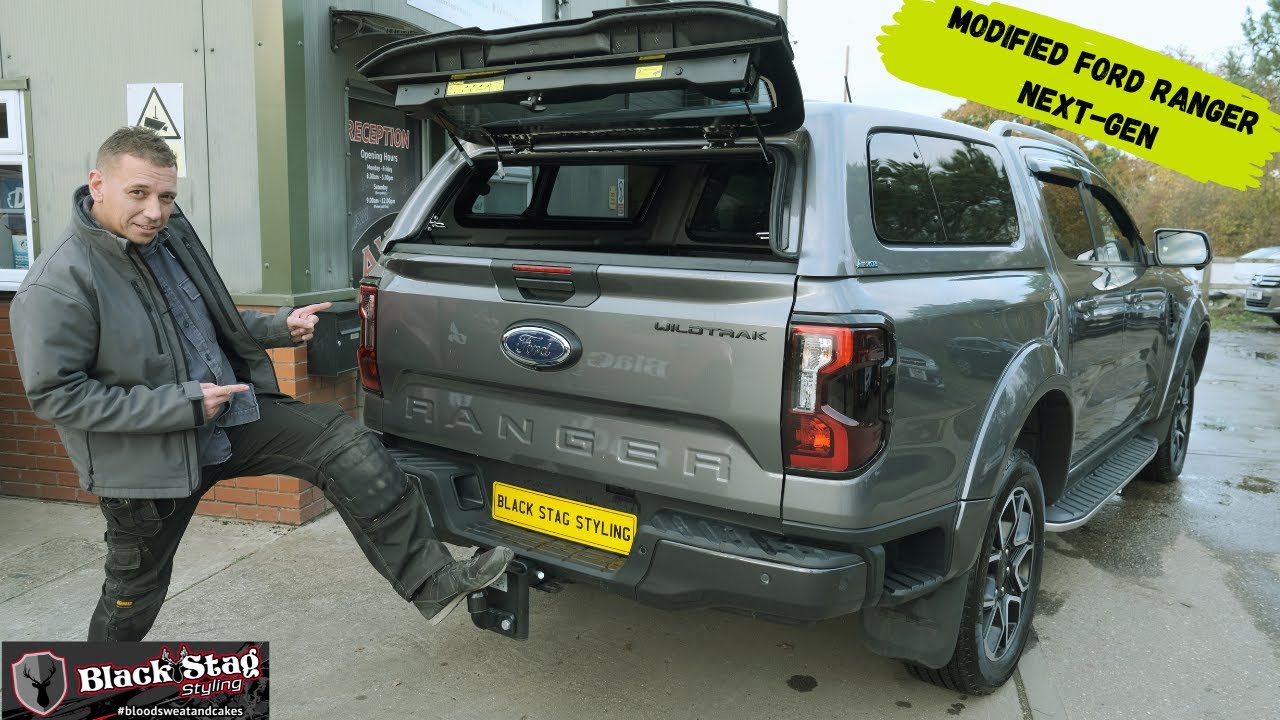 Modified NEXT-GEN Ford Ranger Wildtrak, accessories, wide arches, rear canopy - Black Stag Styling