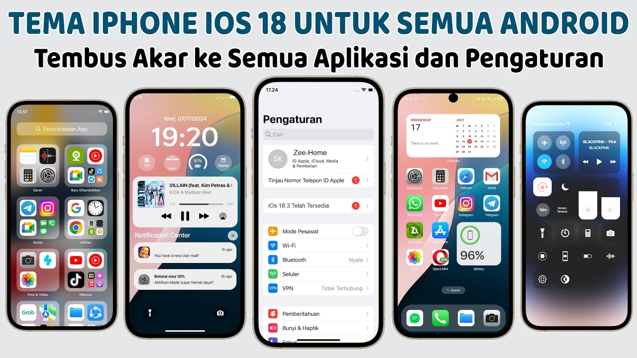 Тема iOS 18 для iPhone для всех Android с рутированным доступом 🔥 Строка состояния и панель навиг...