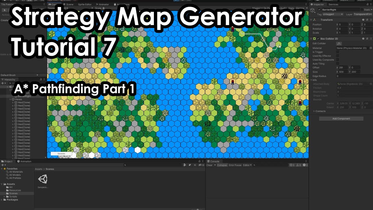 Making a Hex Based Strategy Map Generator in Unity - Tutorial 7 - A* Pathfinding Part 1