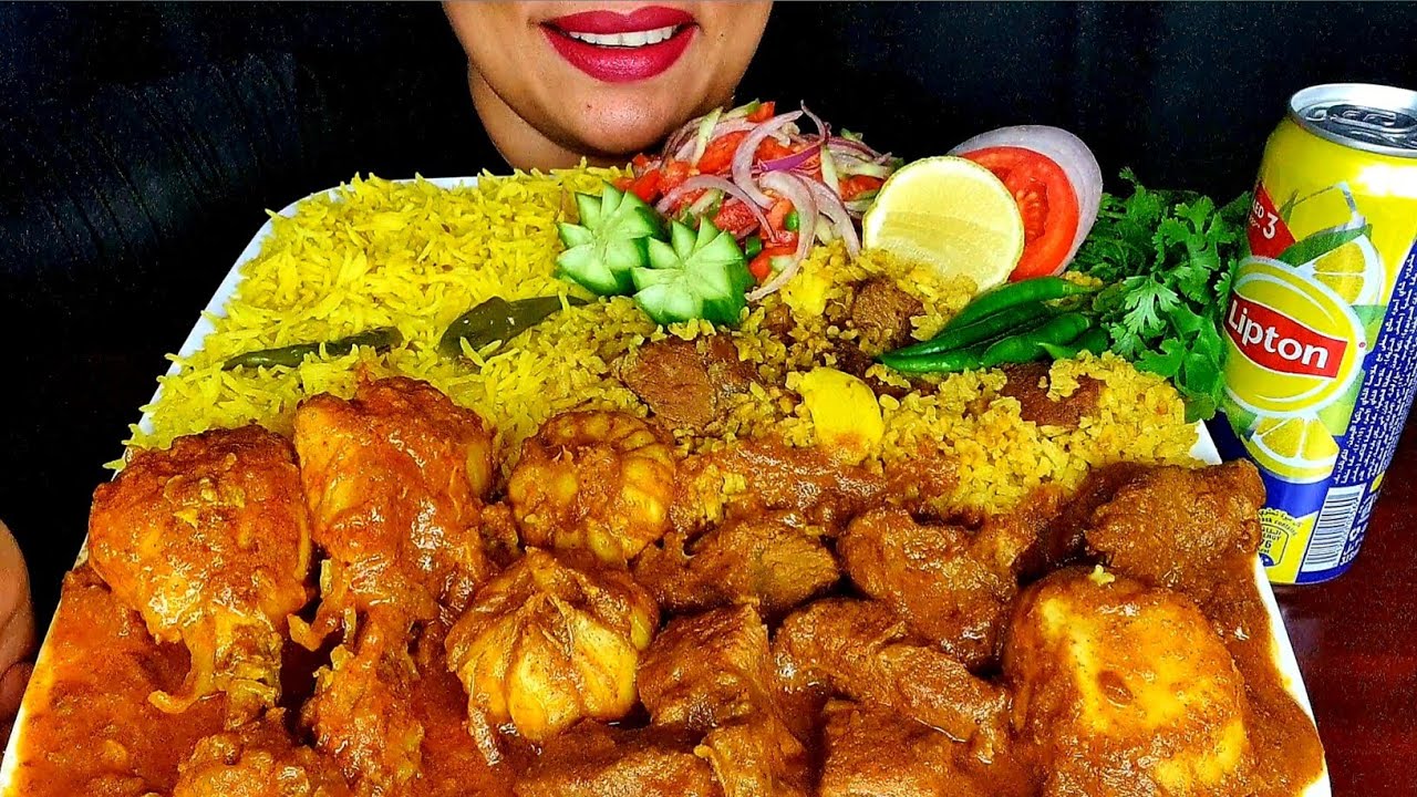 ASMR:SPICY CHICKEN DOPIAZA WITH CHAWAL BIRYANI,BEEF BHUNA KHICHURI,BEFF BHUNA ||ZAKIA-SPICY ASMR