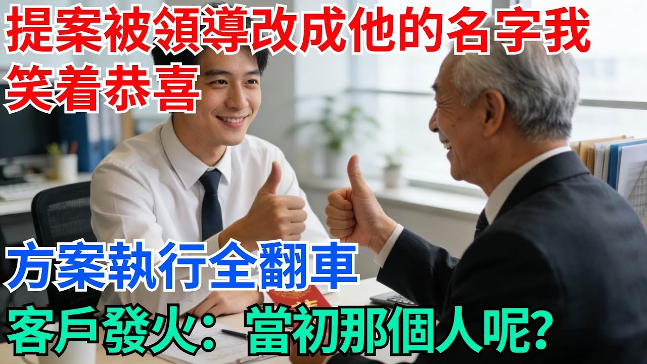 提案被領導改成他的名字我笑着恭喜，方案執行全翻車，客戶發火：當初那個人呢？【奇趣天下】#職場逆襲#職場智慧#爽文職場#工作日常#完結爽文