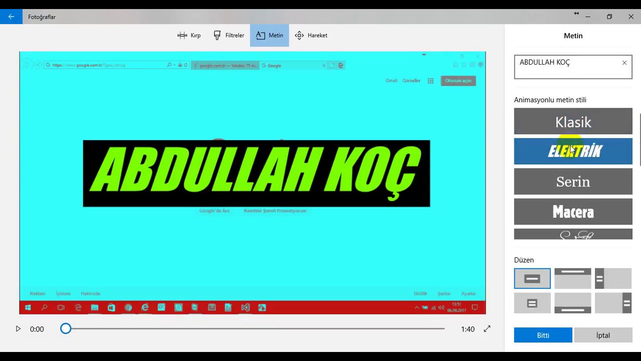 Windows 10 videoları birleştirme