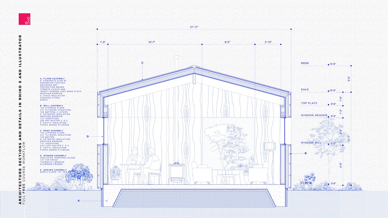 Architecture Sections and Architecture Section Details Tutorial in Rhino and Illustrator